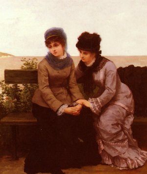 Deux Jeunes Filles by Jules James Rougeron Oil Painting