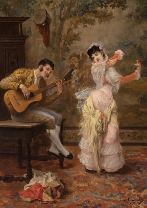 The Spanish dancer by Jules James Rougeron Oil Painting