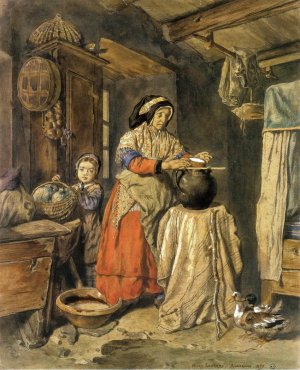 Auvergne Interior by Jules Joseph Augustin Laurens Oil Painting