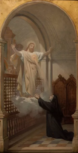 Vision de sainte Marie Alacocque by Jules-Joseph Dauban Oil Painting
