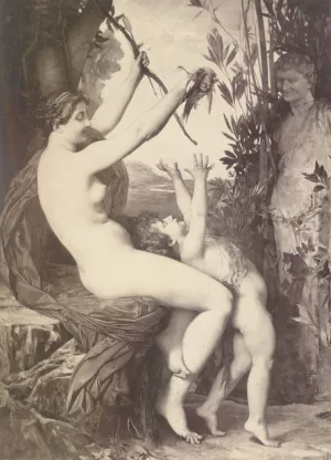 Nymph et Bacchus by Jules Joseph Lefebvre Oil Painting