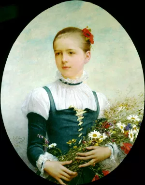 Portrait of Edna Barger of Connecticut by Jules Joseph Lefebvre Oil Painting