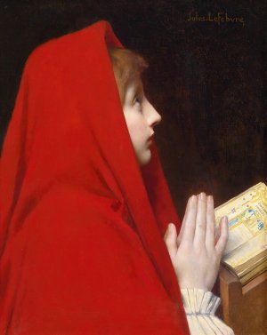 The Red Cloak by Jules Joseph Lefebvre Oil Painting