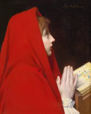 The Red Cloak by Jules Joseph Lefebvre Oil Painting