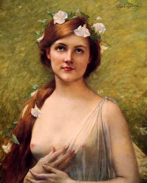Young Woman with Morning Glories in Her Hair by Jules Joseph Lefebvre Oil Painting