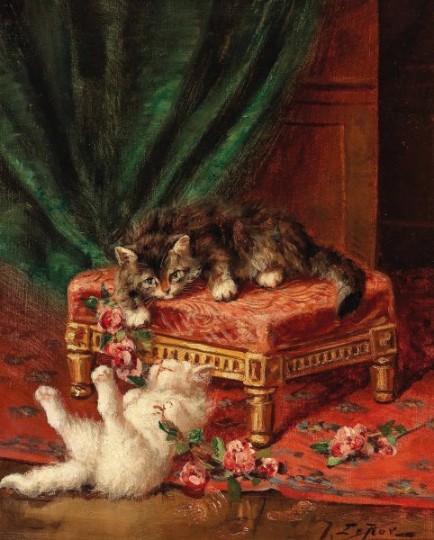 Rosenkatzchen by Jules Leroy - Hand-Painted Oil Painting Reproduction