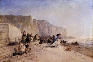 The Beach at Treport by Jules Noel Oil Painting