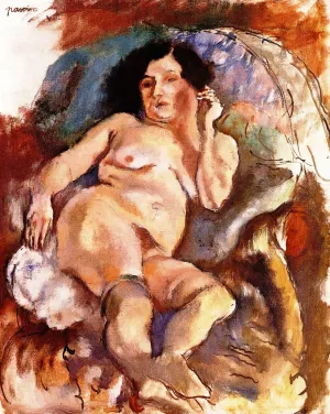 A Model Stretched Out painting by Jules Pascin