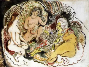 An Oriental and His Women painting by Jules Pascin