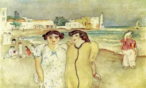 At the Edge of a Lake in Tunisia Oil painting by Jules Pascin