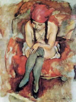 Claudine Resting Oil painting by Jules Pascin