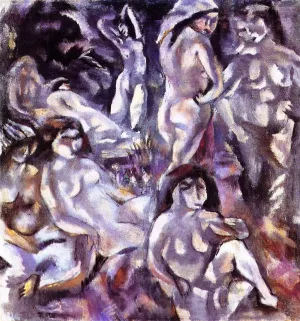 Eight Woman around a Landscape by Jules Pascin Oil Painting