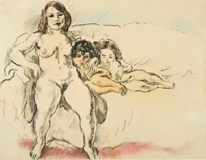 Femmes Et Enfants Oil painting by Jules Pascin