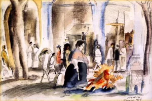 Figures in Landscape, Havana Oil painting by Jules Pascin