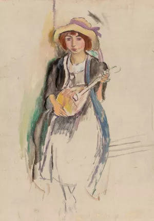 Fille a la mandoline Oil painting by Jules Pascin