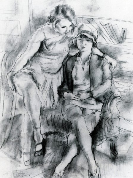 Friends by Jules Pascin - Hand-Painted Oil Painting Reproduction