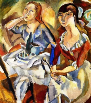 Girls at Table Oil painting by Jules Pascin