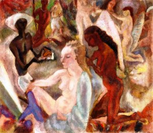 Girls Fixing a Blond's Hair by Jules Pascin Oil Painting