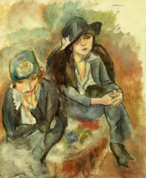 Hermine David and Friend Oil painting by Jules Pascin