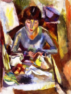 Hermine David at the Table Oil painting by Jules Pascin