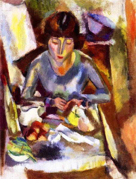 Main Product Photo of Hermine David at the Table Painting by Jules Pascin