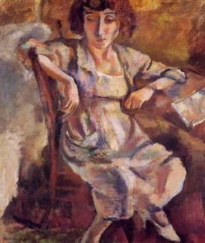 Hermine on a Chair Oil painting by Jules Pascin