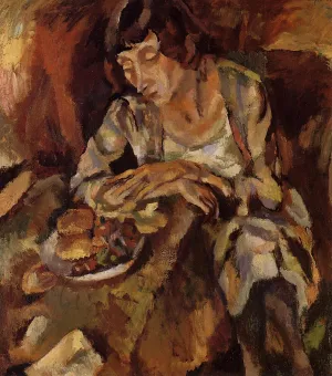 Hermine with Fruit by Jules Pascin - Oil Painting Reproduction