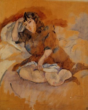 Italian Girl, Seated Oil painting by Jules Pascin