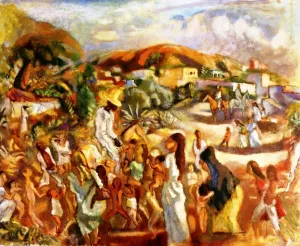 Landscape also known as Mountain Scene with Figures by Jules Pascin - Oil Painting Reproduction