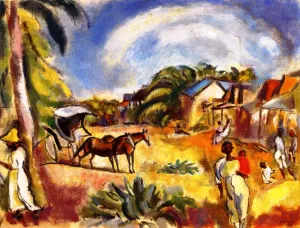 Landscape with Figures and Carriage also known as Southern Scene by Jules Pascin Oil Painting