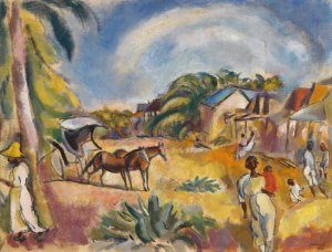 Landscape with Figures and Carriage by Jules Pascin Oil Painting