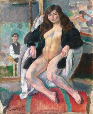 Le Peintre Et Son Modele by Jules Pascin Oil Painting