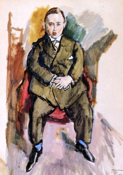 Man in an Armchair by Jules Pascin - Hand-Painted Oil Painting Reproduction