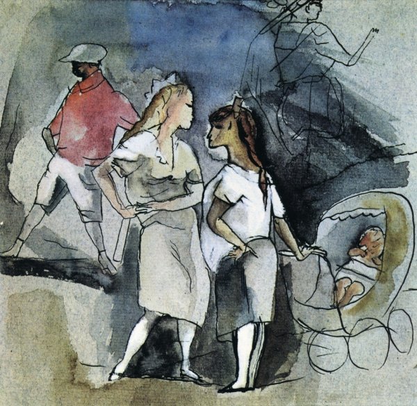 Men, Women and Children by Jules Pascin - Hand-Painted Oil Painting Reproduction