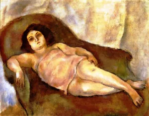 Model in a Pink Slip Oil painting by Jules Pascin