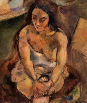Model on a Stool by Jules Pascin Oil Painting