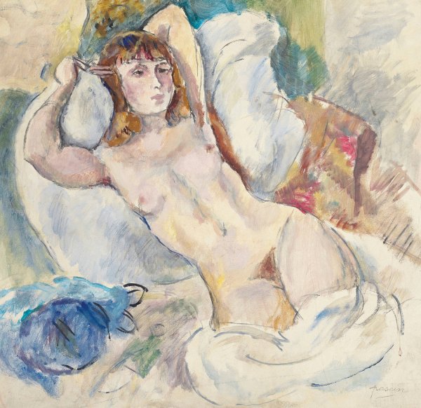 Nu sur un divan  by Jules Pascin - Hand-Painted Oil Painting Reproduction