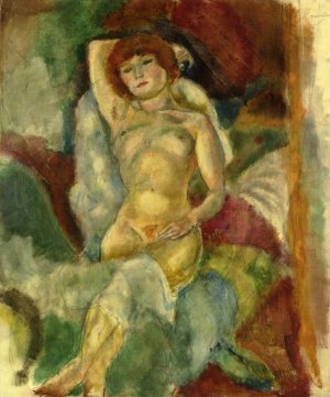 Nude, Arm Raised Oil painting by Jules Pascin