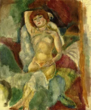 Nude, Arm Raised Oil painting by Jules Pascin