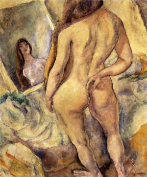 Nude in Front of a Mirror Oil painting by Jules Pascin