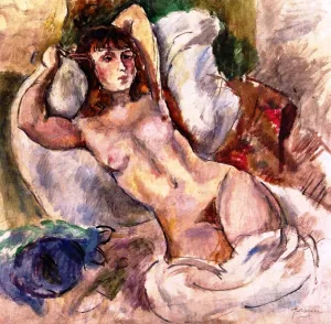 Nude on a Sofa by Jules Pascin - Oil Painting Reproduction