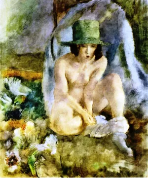 Nude with a Green Hat by Jules Pascin - Oil Painting Reproduction