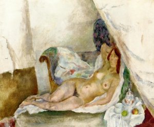 Nude with Drapery Oil painting by Jules Pascin