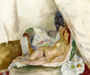Nude with Drapery Oil painting by Jules Pascin