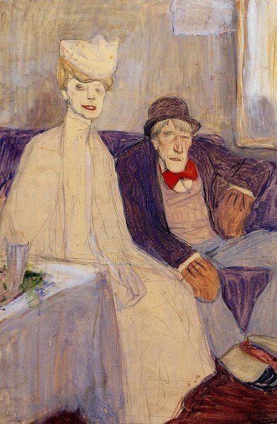 Main Product Photo of Odd Couple in a Waiting Room Painting by Jules Pascin