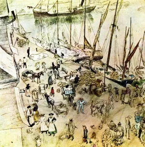 Seaport Oil painting by Jules Pascin