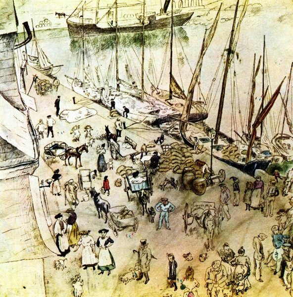 Seaport by Jules Pascin - Hand-Painted Oil Painting Reproduction