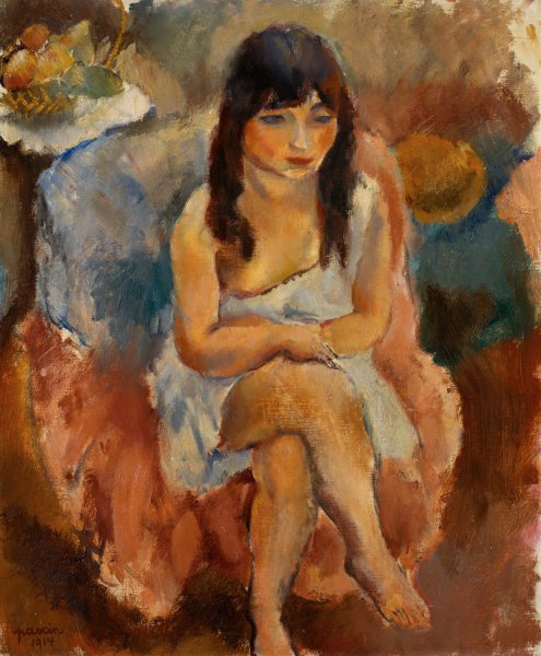 Seated Figure  by Jules Pascin - Hand-Painted Oil Painting Reproduction