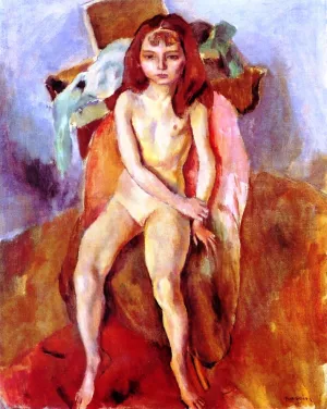 Seated Little Girl by Jules Pascin Oil Painting