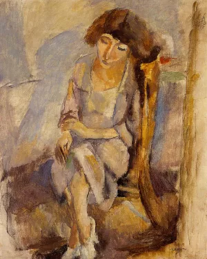 Seated Portrait of Hermine David by Jules Pascin Oil Painting